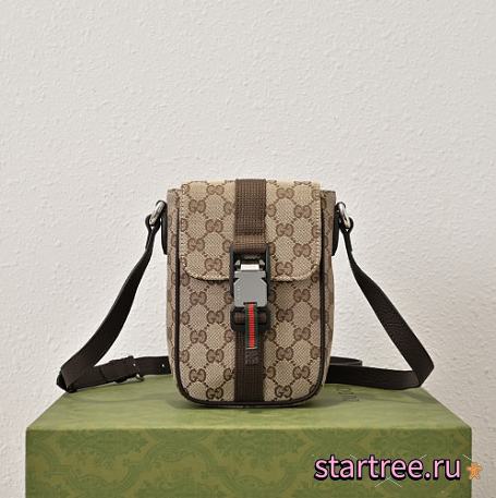 GUCCI GG Mini Shoulder Bag in Beige And Ebony GG Bag-13*20*5.5CM - 1