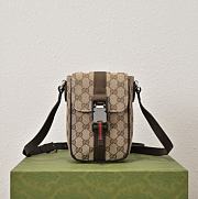GUCCI GG Mini Shoulder Bag in Beige And Ebony GG Bag-13*20*5.5CM - 1