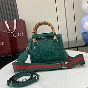 Gucci Diana Top HandBags In Crocodile Leather Green-20x16x10CM - 3