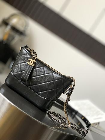 Chanel Gabrielle small hobo bag black dark silver gold CohotBag