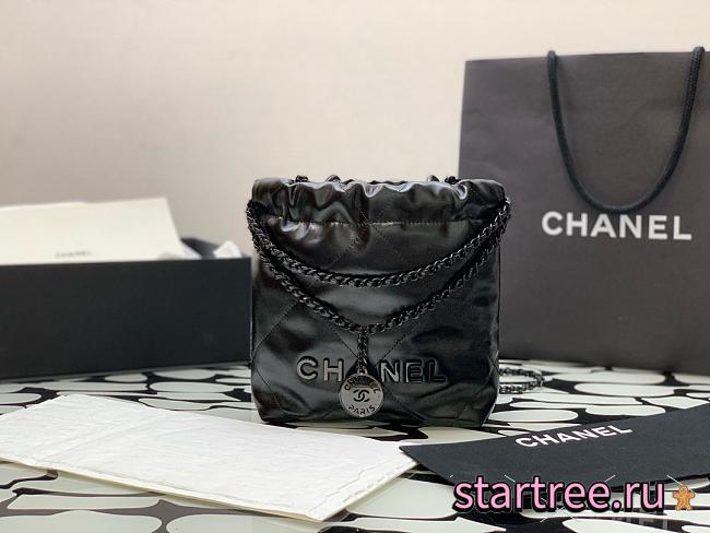 Chanel Mini 22 Bag Black With Black Letters - 1