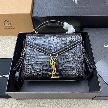 YSL | Cassandra Bag In Crocodile Leather Black-24.5×20×11.5cm