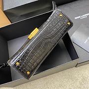 YSL | Cassandra Bag In Crocodile Leather Black-24.5×20×11.5cm - 5