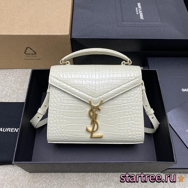 YSL | Cassandra Bag In Crocodile Leather White-24.5×20×11.5cm - 1