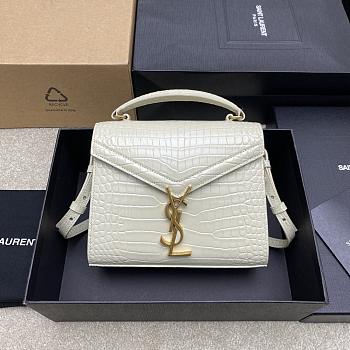 YSL | Cassandra Bag In Crocodile Leather White-24.5×20×11.5cm