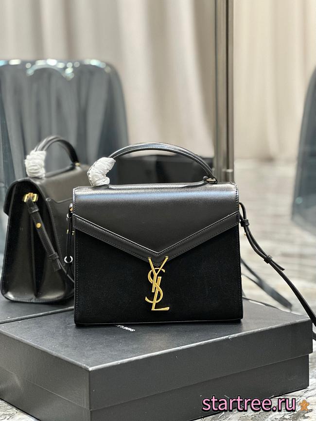 YSL CASSANDRA Small in BOX SAINT LAURENT Black and Suede-24.5*20*11.5cm - 1