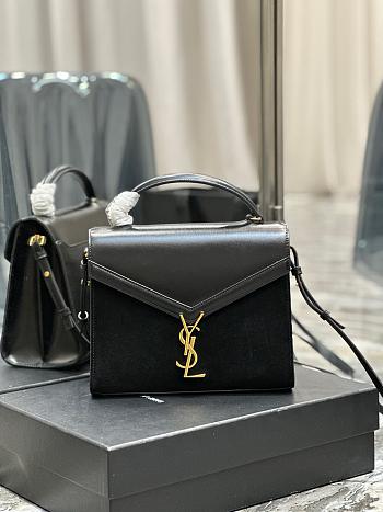 YSL CASSANDRA Small in BOX SAINT LAURENT Black and Suede-24.5*20*11.5cm