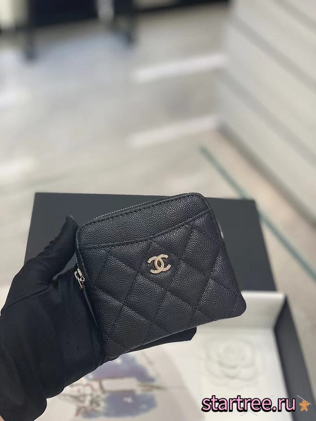 Chanel Wallet Black Calfskin Silver Hardware 001 - 1