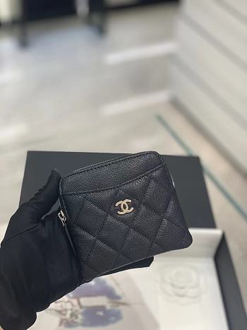 Chanel Wallet Black Calfskin Silver Hardware 001