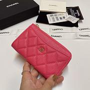 Chanel Caviar Quilted CC Zip Around Card Holder Pink - 1