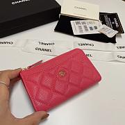 Chanel Caviar Quilted CC Zip Around Card Holder Pink - 2
