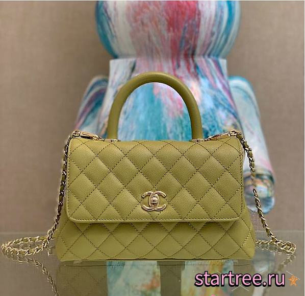 Chanel Coco Handle XS Women's Handbag Caviar Olive 23cm - 1