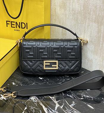 Fendi| Baguette Nappa Leather Bag Black- 27x15x6cm