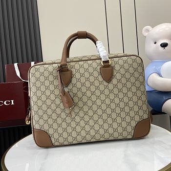 Gucci GG Emblem medium briefcase Brown For Men-40x30x6cm