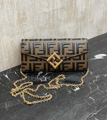 Fendi Diamonds Continental With Chain Brown and black FF leather wallet