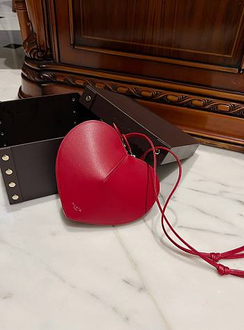 Alaia Heart Bag With Zippers Red- 21x17x5cm