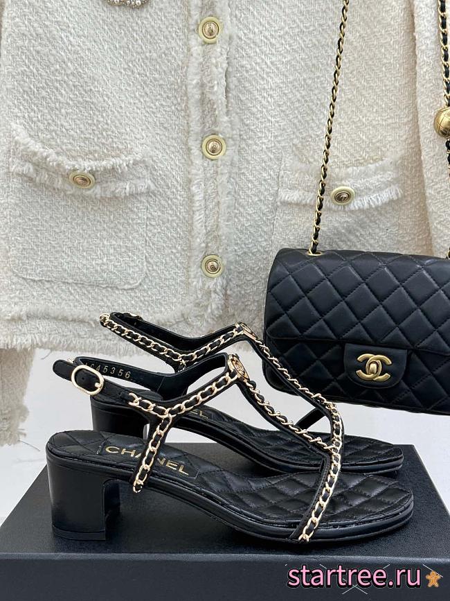Chanel Sandals Black Leather  - 1