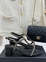 Chanel Sandals Black Leather  - 1