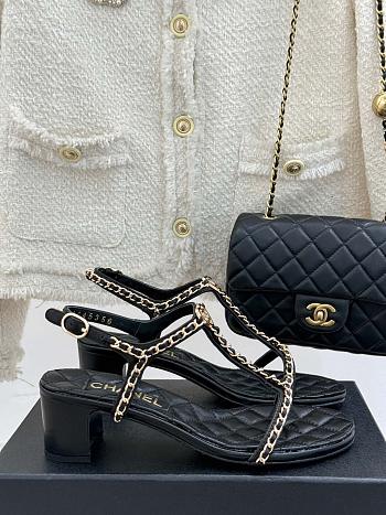 Chanel Sandals Black Leather 