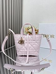 Dior Small Toujours Vertical Tote Bag Pink Macrocannage Calfskin - 18x16x12cm - 1
