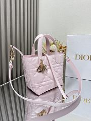 Dior Small Toujours Vertical Tote Bag Pink Macrocannage Calfskin - 18x16x12cm - 3