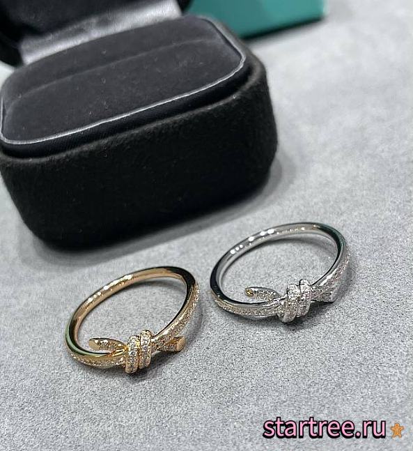 Tiffany Knot Ring in White/ Yellow Gold with Diamonds - 1