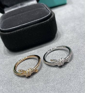 Tiffany Knot Ring in White/ Yellow Gold with Diamonds