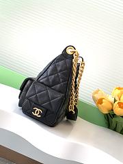 Chanel Shiny Lambskin Quilted Small CC Hobo Black-22x31x15cm - 5