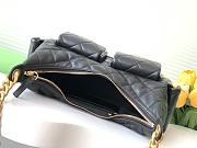 Chanel Shiny Lambskin Quilted Medium CC Hobo Black-27x35x18cm - 5