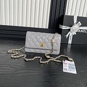 Chanel Clutch with Chain Lambskin Gold-Tone Metal Gray-11×18×5.5cm - 1