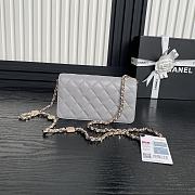 Chanel Clutch with Chain Lambskin Gold-Tone Metal Gray-11×18×5.5cm - 3