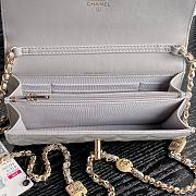 Chanel Clutch with Chain Lambskin Gold-Tone Metal Gray-11×18×5.5cm - 4
