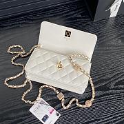 Chanel Clutch with Chain Lambskin Gold-Tone Metal White-11×18×5.5cm - 5