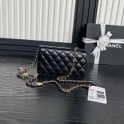 Chanel Clutch with Chain Lambskin Gold-Tone Metal Black-11×18×5.5cm - 6