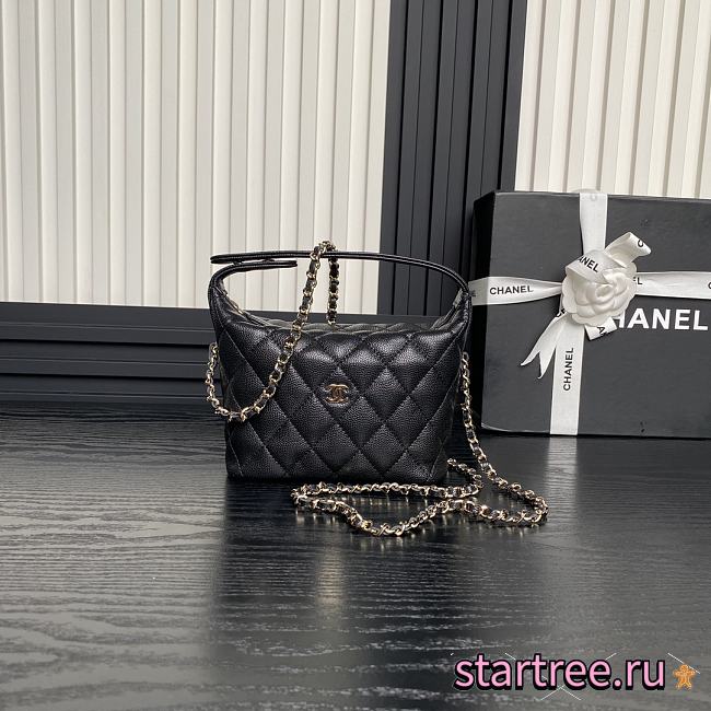 Chanel 25C Black Caviar Hobo Clutch- 21.5×19×6cm - 1