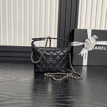 Chanel 25C Black Caviar Hobo Clutch- 21.5×19×6cm