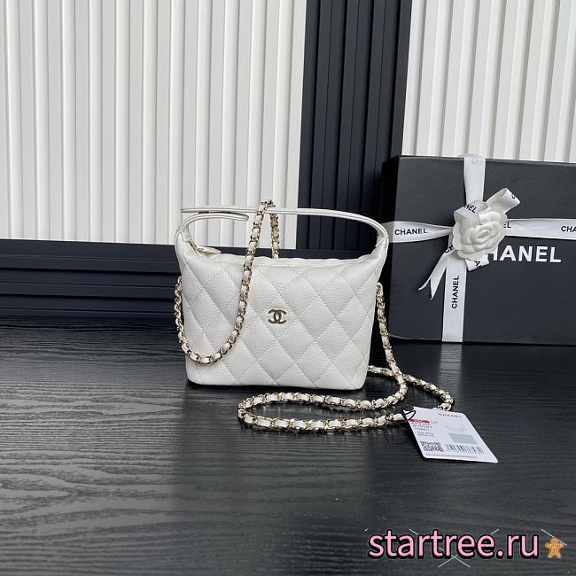 Chanel 25C White Caviar Hobo Clutch- 21.5×19×6cm - 1