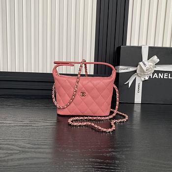 Chanel 25C Pink Caviar Hobo Clutch- 21.5×19×6cm