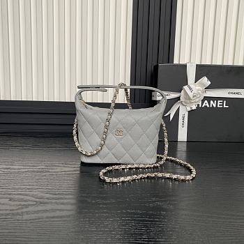 Chanel 25C Gray Caviar Hobo Clutch- 21.5×19×6cm