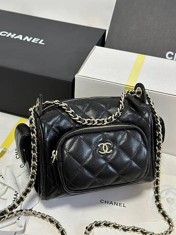 Chanel Small Camera Case Shiny Crumpled Lambskin & Gold-Tone Metal Black