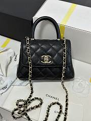 Chanel Mini flap bag with top handle Grained calfskin black - 1