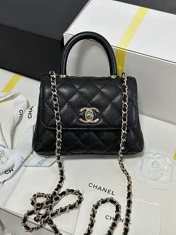 Chanel Mini flap bag with top handle Grained calfskin black