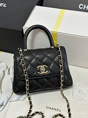 Chanel Mini flap bag with top handle Grained calfskin black - 2