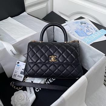 Chanel Classic Quilted Coco Handle Black Caviar - 23cm