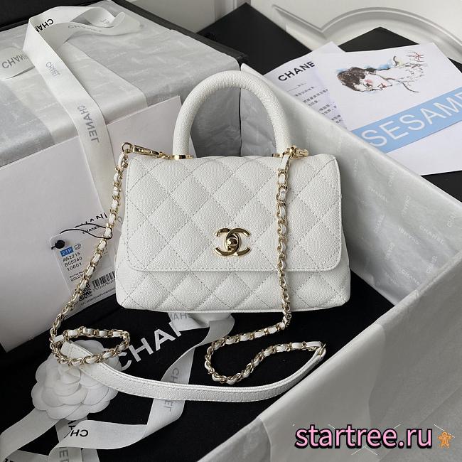 Chanel Classic Quilted Coco Handle White Caviar - 19x23x28cm - 1