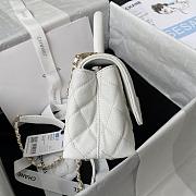 Chanel Classic Quilted Coco Handle White Caviar - 19x23x28cm - 5