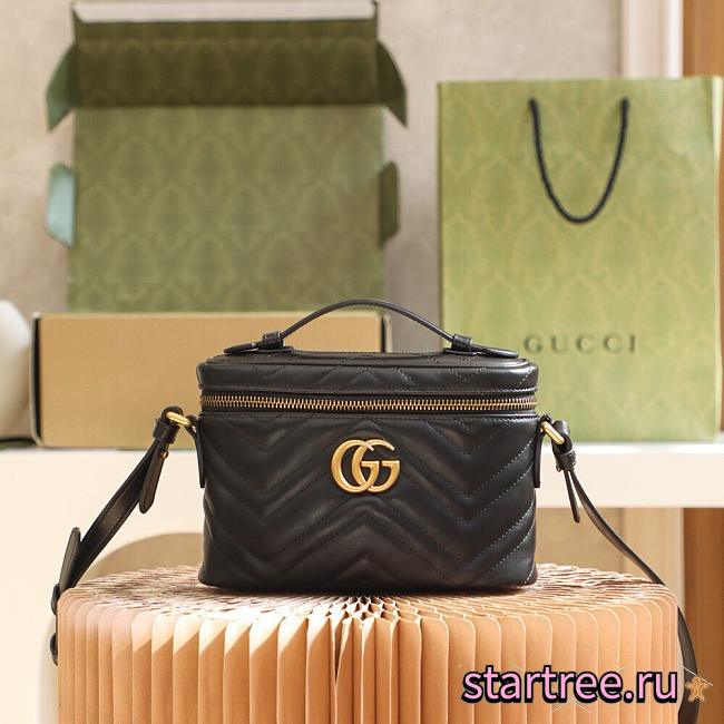 Gucci Marmont mini top handle bag in black leather - 1