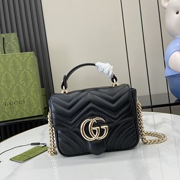 Gucci Marmont mini top handle bag Black-17x13x6cm