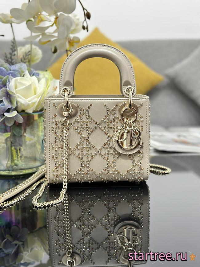 DIOR | Mini Lady Bag Metallic Cannage Lambskin with Beaded Embroidery - 17 x 15 x 7 cm - 1