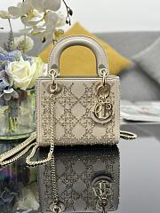 DIOR | Mini Lady Bag Metallic Cannage Lambskin with Beaded Embroidery - 17 x 15 x 7 cm - 1